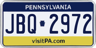 PA license plate JBQ2972
