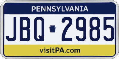 PA license plate JBQ2985