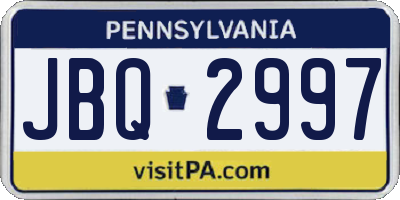 PA license plate JBQ2997