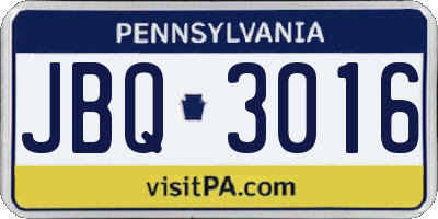 PA license plate JBQ3016