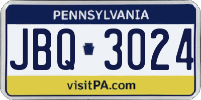 PA license plate JBQ3024
