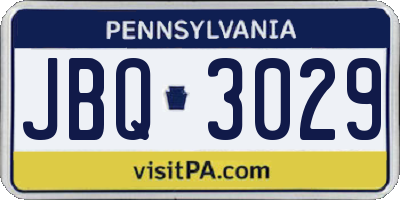 PA license plate JBQ3029