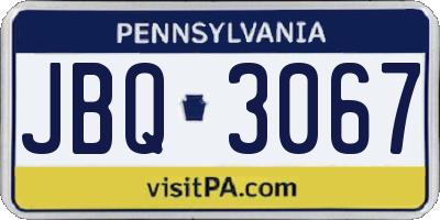 PA license plate JBQ3067
