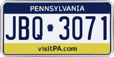 PA license plate JBQ3071