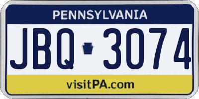 PA license plate JBQ3074