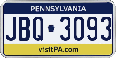 PA license plate JBQ3093