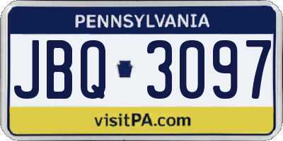 PA license plate JBQ3097