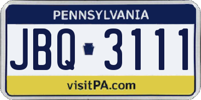 PA license plate JBQ3111