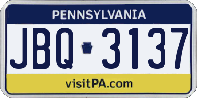 PA license plate JBQ3137