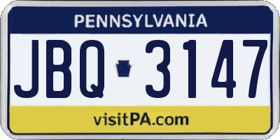 PA license plate JBQ3147