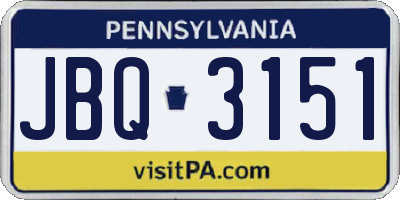 PA license plate JBQ3151
