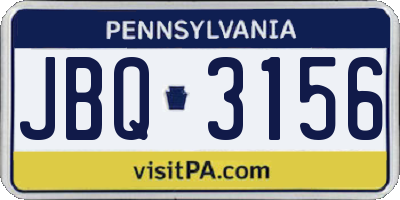 PA license plate JBQ3156