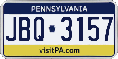 PA license plate JBQ3157