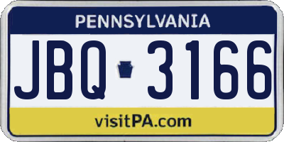 PA license plate JBQ3166