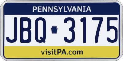 PA license plate JBQ3175