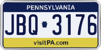 PA license plate JBQ3176