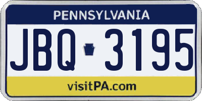 PA license plate JBQ3195