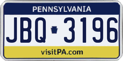 PA license plate JBQ3196