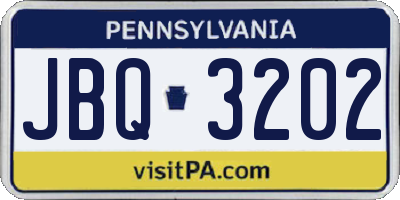 PA license plate JBQ3202