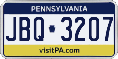 PA license plate JBQ3207
