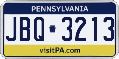 PA license plate JBQ3213