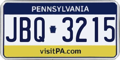 PA license plate JBQ3215