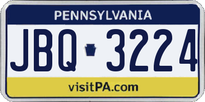 PA license plate JBQ3224