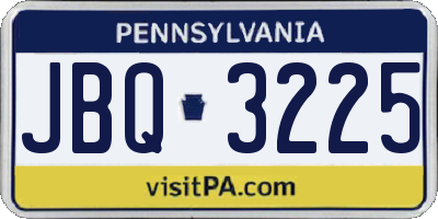 PA license plate JBQ3225