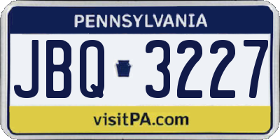 PA license plate JBQ3227