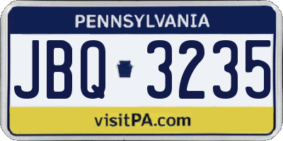 PA license plate JBQ3235