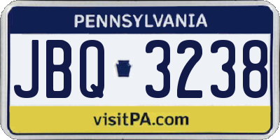 PA license plate JBQ3238