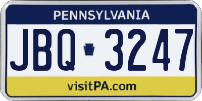 PA license plate JBQ3247