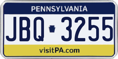 PA license plate JBQ3255