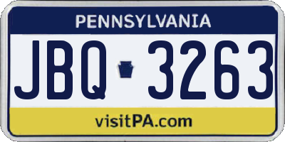 PA license plate JBQ3263