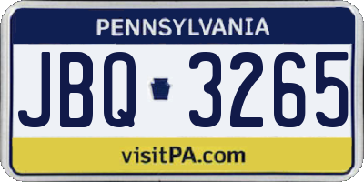 PA license plate JBQ3265