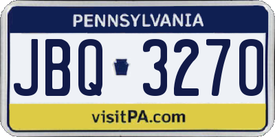 PA license plate JBQ3270