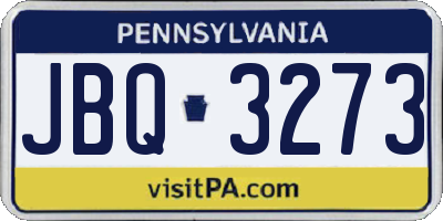PA license plate JBQ3273