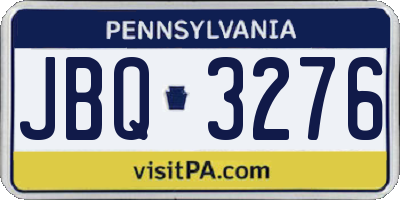 PA license plate JBQ3276