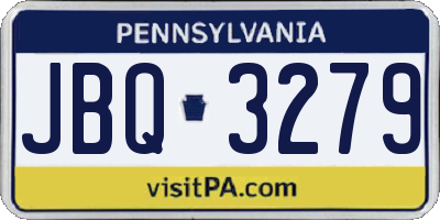 PA license plate JBQ3279