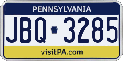 PA license plate JBQ3285