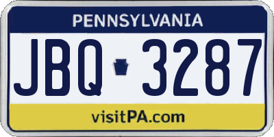 PA license plate JBQ3287