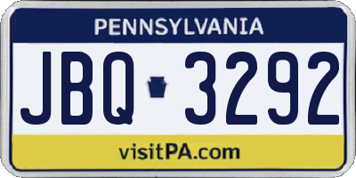 PA license plate JBQ3292