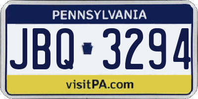 PA license plate JBQ3294