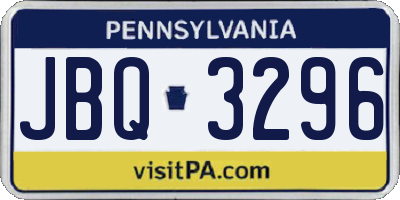 PA license plate JBQ3296