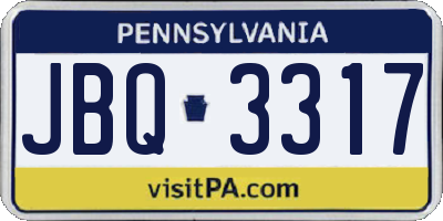 PA license plate JBQ3317
