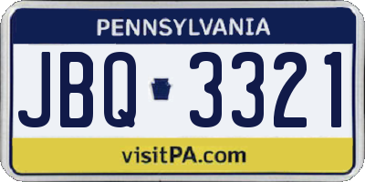 PA license plate JBQ3321