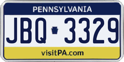 PA license plate JBQ3329