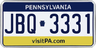 PA license plate JBQ3331