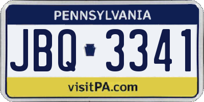 PA license plate JBQ3341