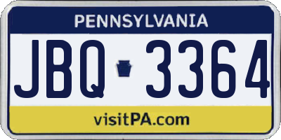 PA license plate JBQ3364